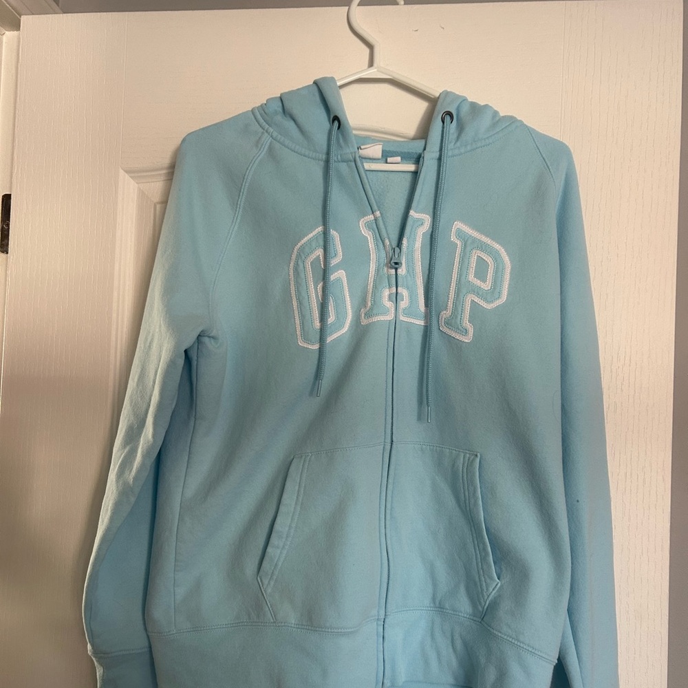 GAP Pastel Blue Full-Zip Hoodie with Embroidered Logo